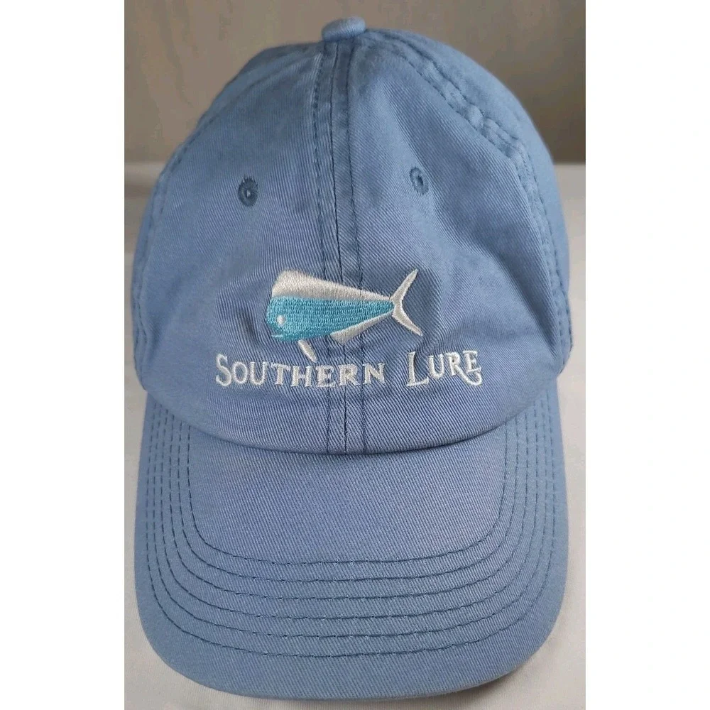 Southern Lure Logo Baseball Hat Cap Strapback Blue & White Embroidered Mahi Mahi